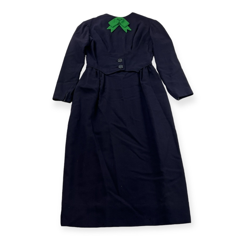 Mam’selle 70a 80s vintage women’s navy blue unique midi dress S L76-36